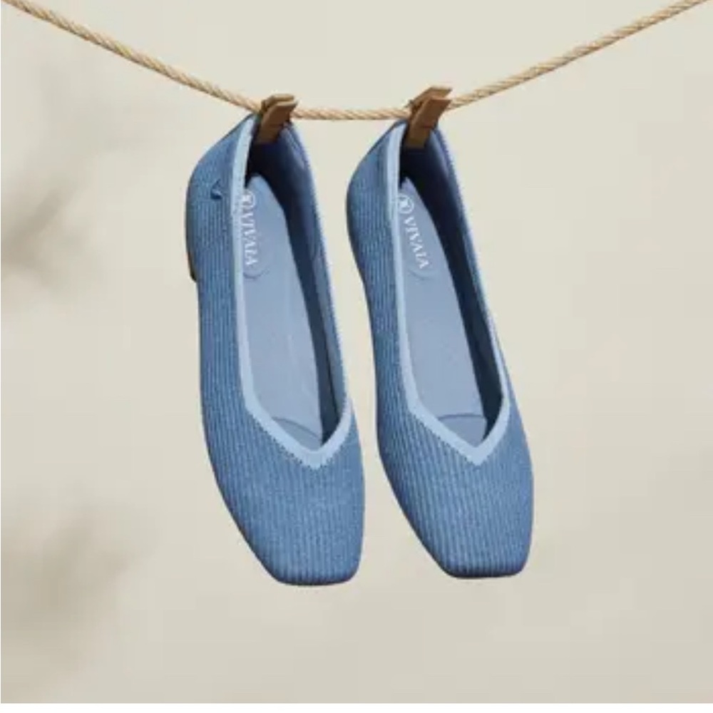 VIVAIA Margot 2.0 Women's Flats Washable  Square-Toe Style Denim Blue 39.5